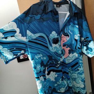 Meyoco Artistry Button Up - water design x anime style